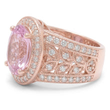 Solitaire With Accent Kunzite With Natural Earth Mined Diamonds 15 Ct Ring Rose Gold