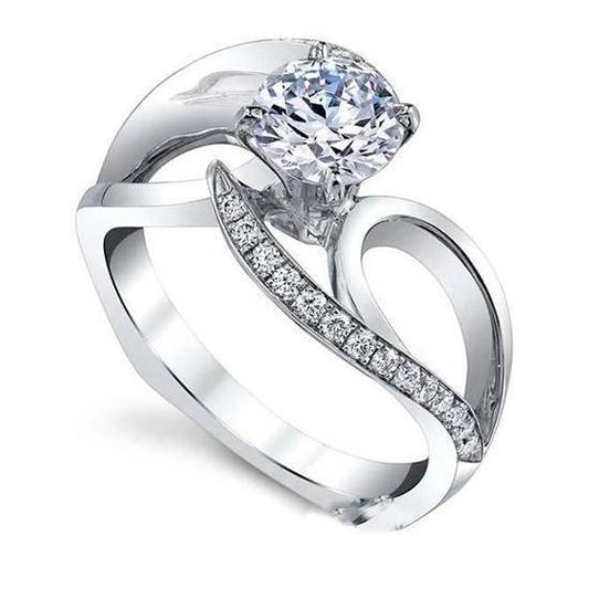 Solitaire With Accent Real Diamonds 3.50 Carats Engagement Ring Split Shank
