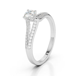 Solitaire With Accent Round Cut 1.65 Carats Natural Earth Mined Diamonds Ring White Gold 14K