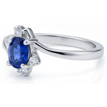natural round sapphire 1.90ct ring on white background
