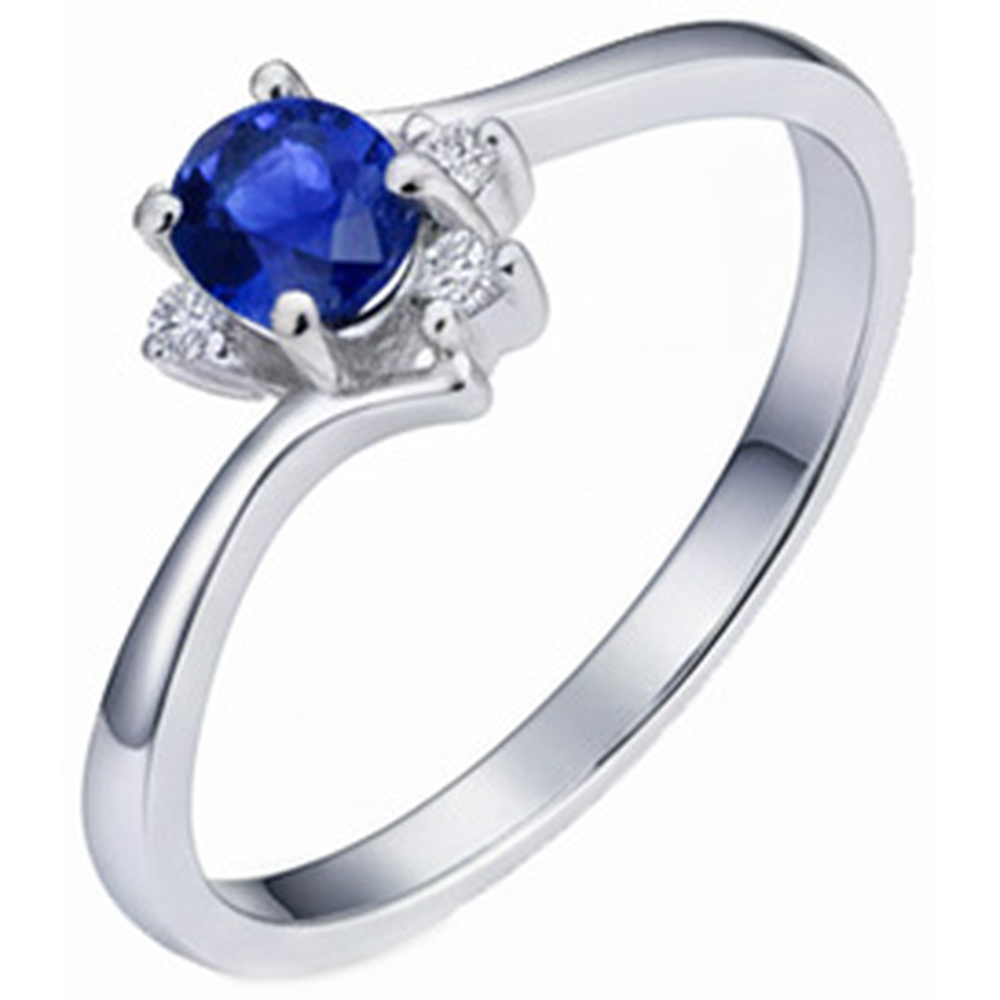 natural round sapphire 1.90ct ring profile view