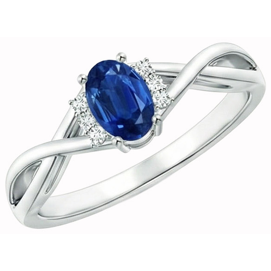 natural round sapphire 1.80ct ring front view
