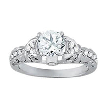 Solitaire With Accents 1 Carat Round Real Diamond Engagement Ring White Gold 14K
