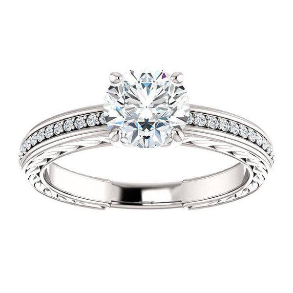 Solitaire With Accents 1.76 Carats Round Real Diamond Anniversary Ring