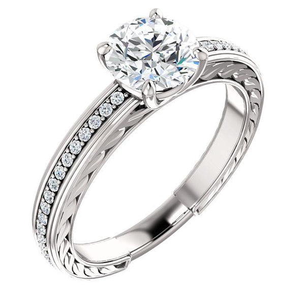 Solitaire With Accents 1.76 Carats Round Real Diamond Anniversary Ring