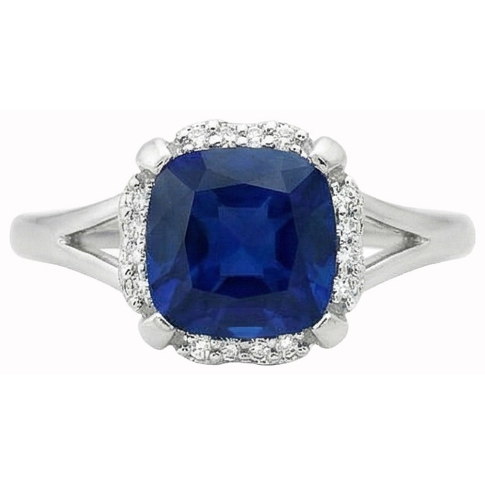 Solitaire With Accents 2.50 Ct Sri Lankan Sapphire And Natural Earth Mined DIAMOND ( NOT LAB GROWN )s Ring