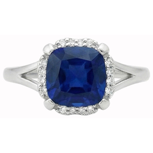 Solitaire With Accents 2.50 Ct Sri Lankan Sapphire And Natural Earth Mined DIAMOND ( NOT LAB GROWN )s Ring