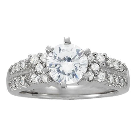 Solitaire With Accents 2 Carats Real Diamond Engagement Fancy Ring Gold 14K