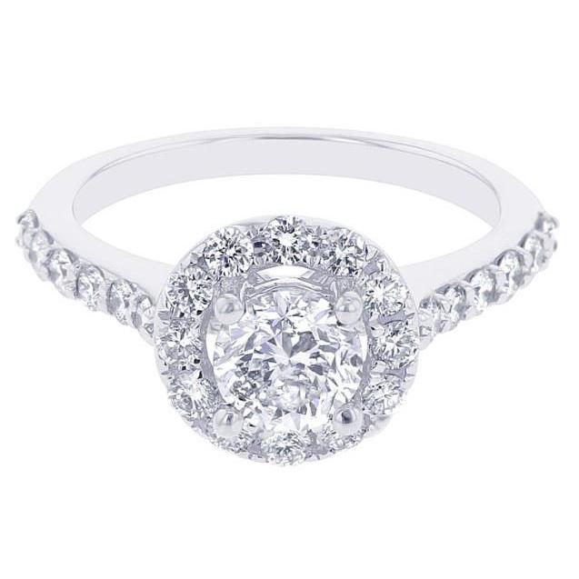 Solitaire With Accents 2.10 Carats Real Diamond Halo Ring