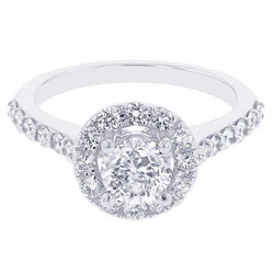 Solitaire With Accents 2.10 Carats Natural Earth Mined Diamond Halo Ring