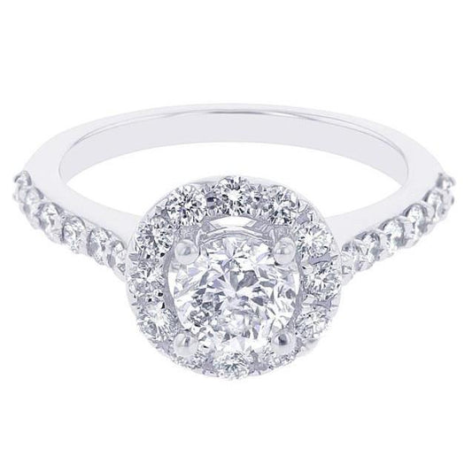 Solitaire With Accents 2.10 Carats Real Diamond Halo Ring