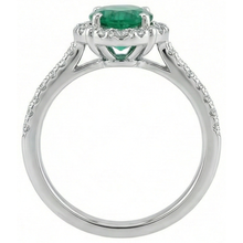 Solitaire With Accents 3.40 Ct Green Emerald And Natural Earth Mined DIAMOND ( NOT LAB GROWN )s Ring White Gold 14K