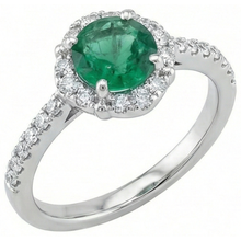 Solitaire With Accents 3.40 Ct Green Emerald And Natural Earth Mined DIAMOND ( NOT LAB GROWN )s Ring White Gold 14K
