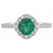 Solitaire With Accents 3.40 Ct Green Emerald And Natural Earth Mined DIAMOND ( NOT LAB GROWN )s Ring White Gold 14K