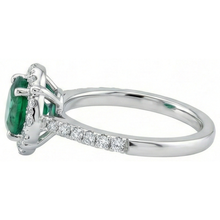 Solitaire With Accents 3.40 Ct Green Emerald And Natural Earth Mined DIAMOND ( NOT LAB GROWN )s Ring White Gold 14K