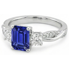Solitaire With Accents 3 Stone Ring Blue Sapphire 4.25 Carats
