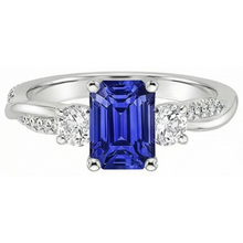Solitaire With Accents 3 Stone Ring Blue Sapphire 4.25 Carats