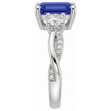 Solitaire With Accents 3 Stone Ring Blue Sapphire 4.25 Carats