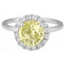 Solitaire With Accents 4 Carats Yellow Sapphire Ring White Gold 14K