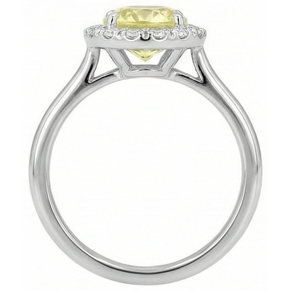 Solitaire With Accents 4 Carats Yellow Sapphire Ring White Gold 14K