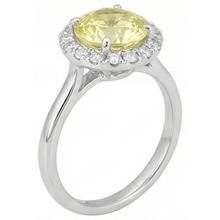 Solitaire With Accents 4 Carats Yellow Sapphire Ring White Gold 14K