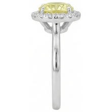Solitaire With Accents 4 Carats Yellow Sapphire Ring White Gold 14K