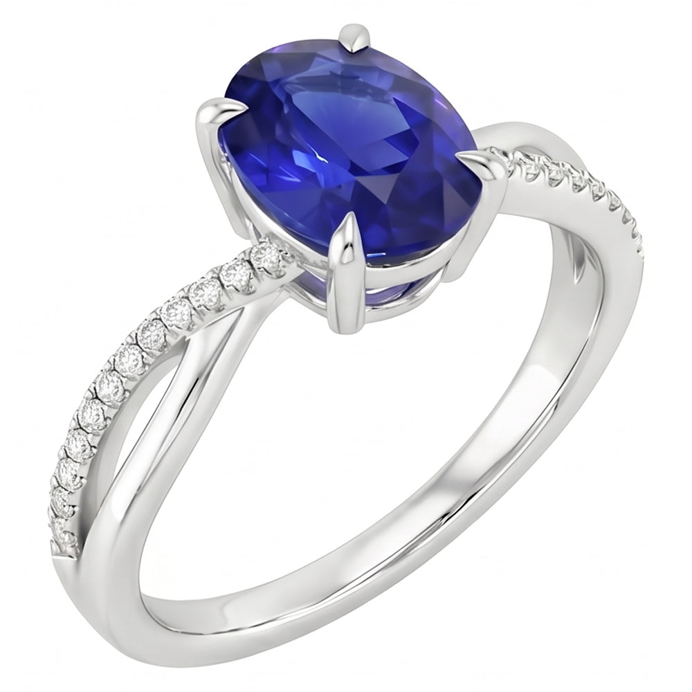 Solitaire With Accents Anniversary Ring Blue Sapphire 3.50 Carats