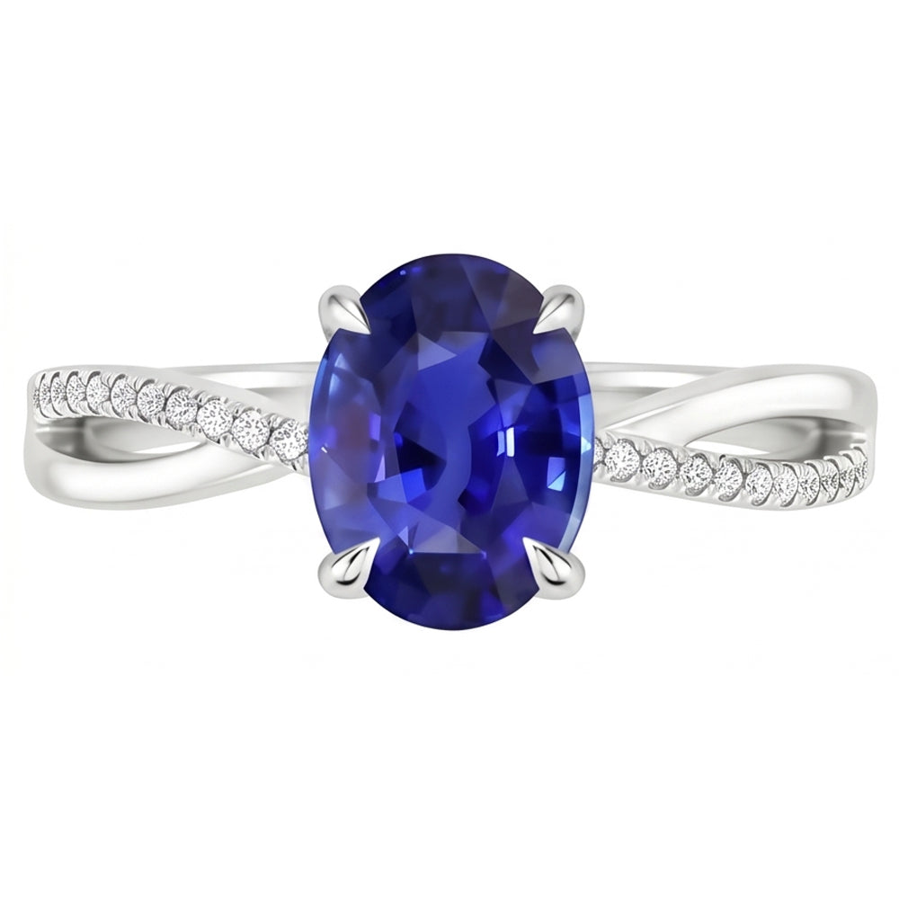Solitaire With Accents Anniversary Ring Blue Sapphire 3.50 Carats