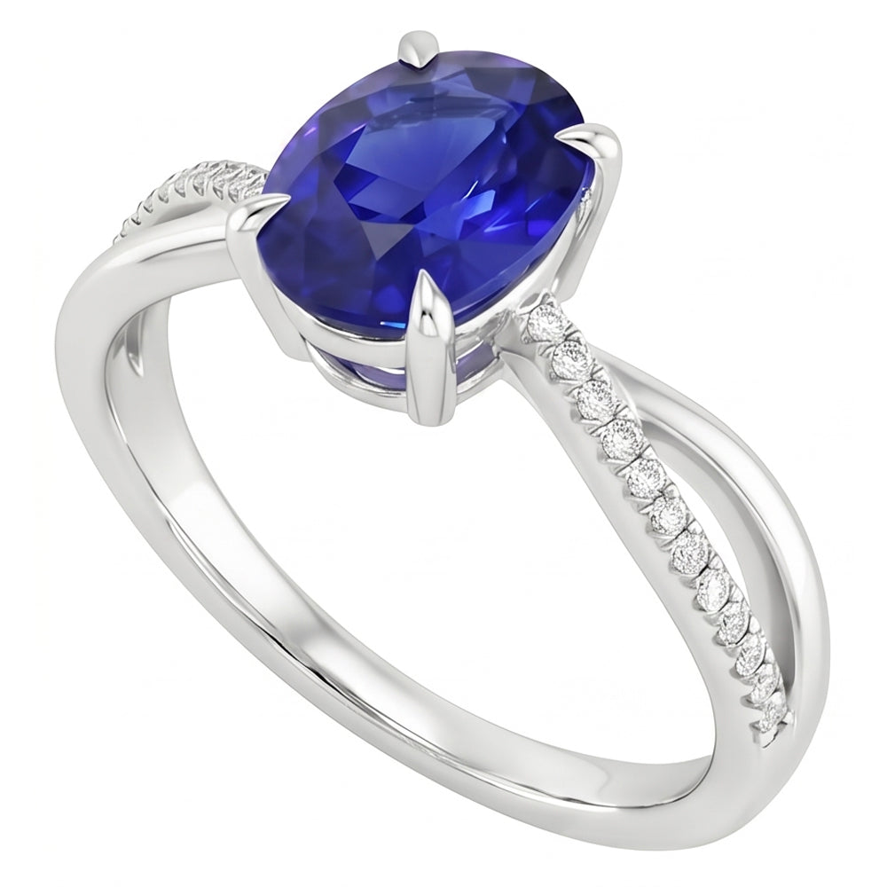 Solitaire With Accents Anniversary Ring Blue Sapphire 3.50 Carats