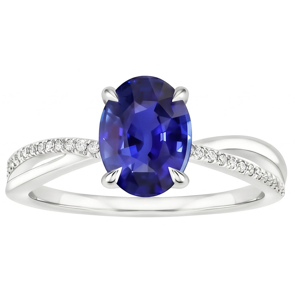 Solitaire With Accents Anniversary Ring Blue Sapphire 3.50 Carats