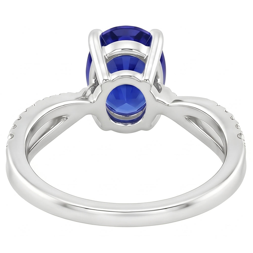 Solitaire With Accents Anniversary Ring Blue Sapphire 3.50 Carats