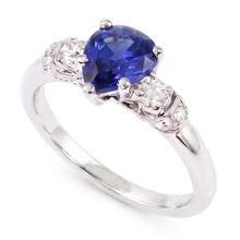 Solitaire With Accents Blue Sapphire Ring Milgrain Shank 1.75 Carats