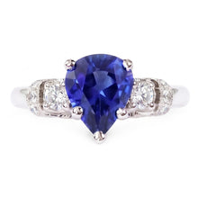 Solitaire With Accents Blue Sapphire Ring Milgrain Shank 1.75 Carats