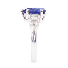 Solitaire With Accents Blue Sapphire Ring Milgrain Shank 1.75 Carats
