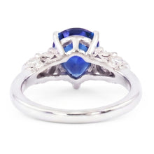 Solitaire With Accents Blue Sapphire Ring Milgrain Shank 1.75 Carats