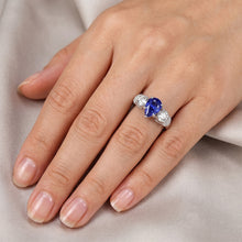 Solitaire With Accents Blue Sapphire Ring Milgrain Shank 1.75 Carats