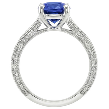 natural round sapphire 3ct ring side angle