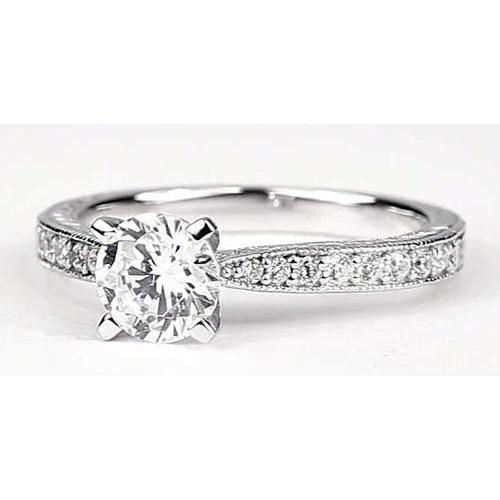  Accents Channel Set Round  Natural Diamond Ring 1.50 Carats