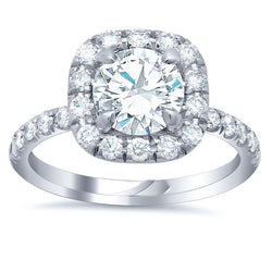 Solitaire With Accents Halo Genuine Diamond Ring 4.60 Carats