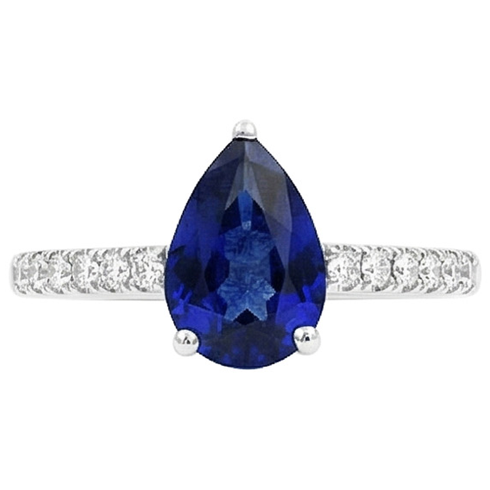 natural round sapphire 2.50ct ring top view