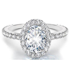 Solitaire With Accents Mined Diamond Halo Ring 3.90 Carats