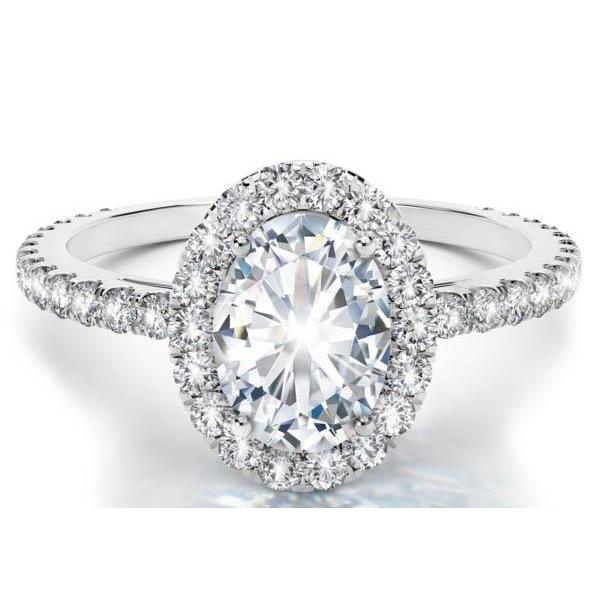 Solitaire With Accents Real Diamond Halo Ring 3.90 Carats