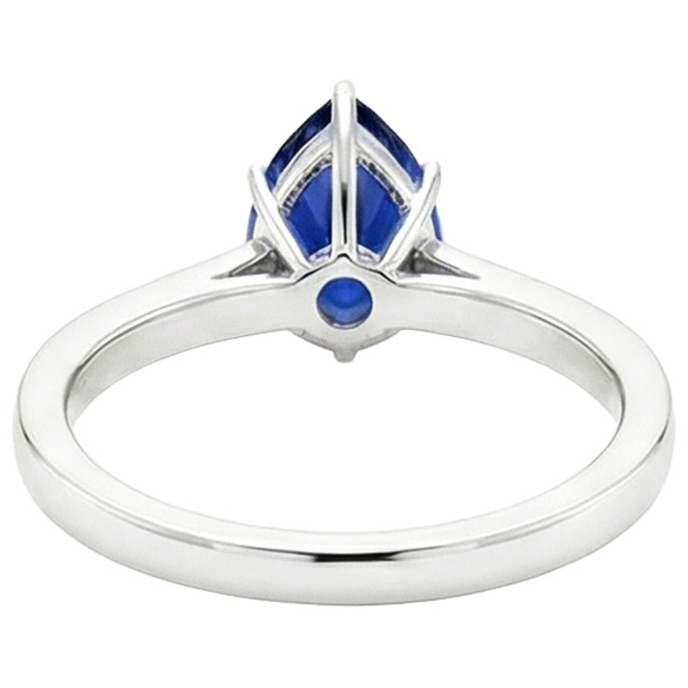 Solitaire With Accents Ring Blue Sapphire 3.50 Carats Channel Setting