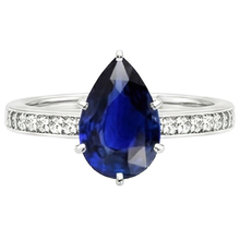 Solitaire With Accents Ring Blue Sapphire 3.50 Carats Channel Setting