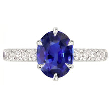 Solitaire With Accents Ring Blue Sapphire & Pave Set Natural Earth Mined DIAMOND ( NOT LAB GROWN ) 4 Carats