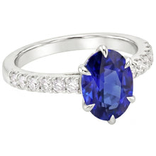 Solitaire With Accents Ring Blue Sapphire & Pave Set Natural Earth Mined DIAMOND ( NOT LAB GROWN ) 4 Carats