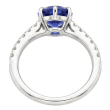 Solitaire With Accents Ring Blue Sapphire & Pave Set Natural Earth Mined DIAMOND ( NOT LAB GROWN ) 4 Carats