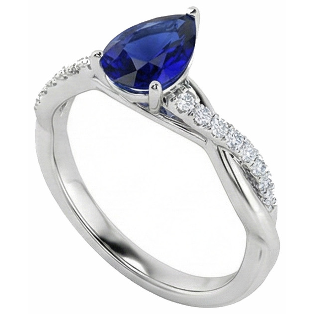 Solitaire With Accents Ring Ceylon Sapphire 2.50 Carats Twist Style