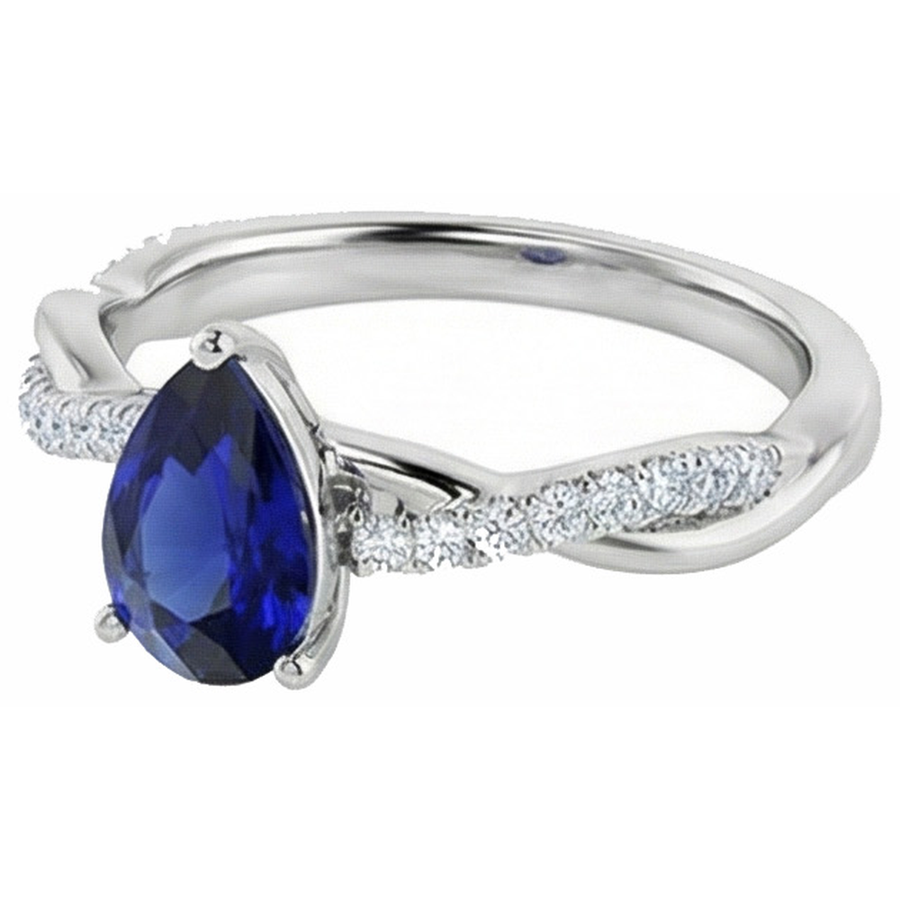 Solitaire With Accents Ring Ceylon Sapphire 2.50 Carats Twist Style