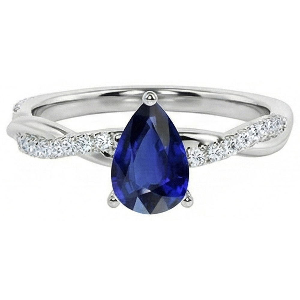 Solitaire With Accents Ring Ceylon Sapphire 2.50 Carats Twist Style